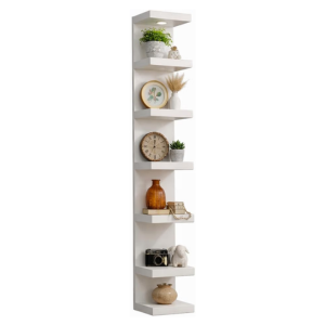 UrbanNook 7-Tier Floating Wall Shelf with LED Lights