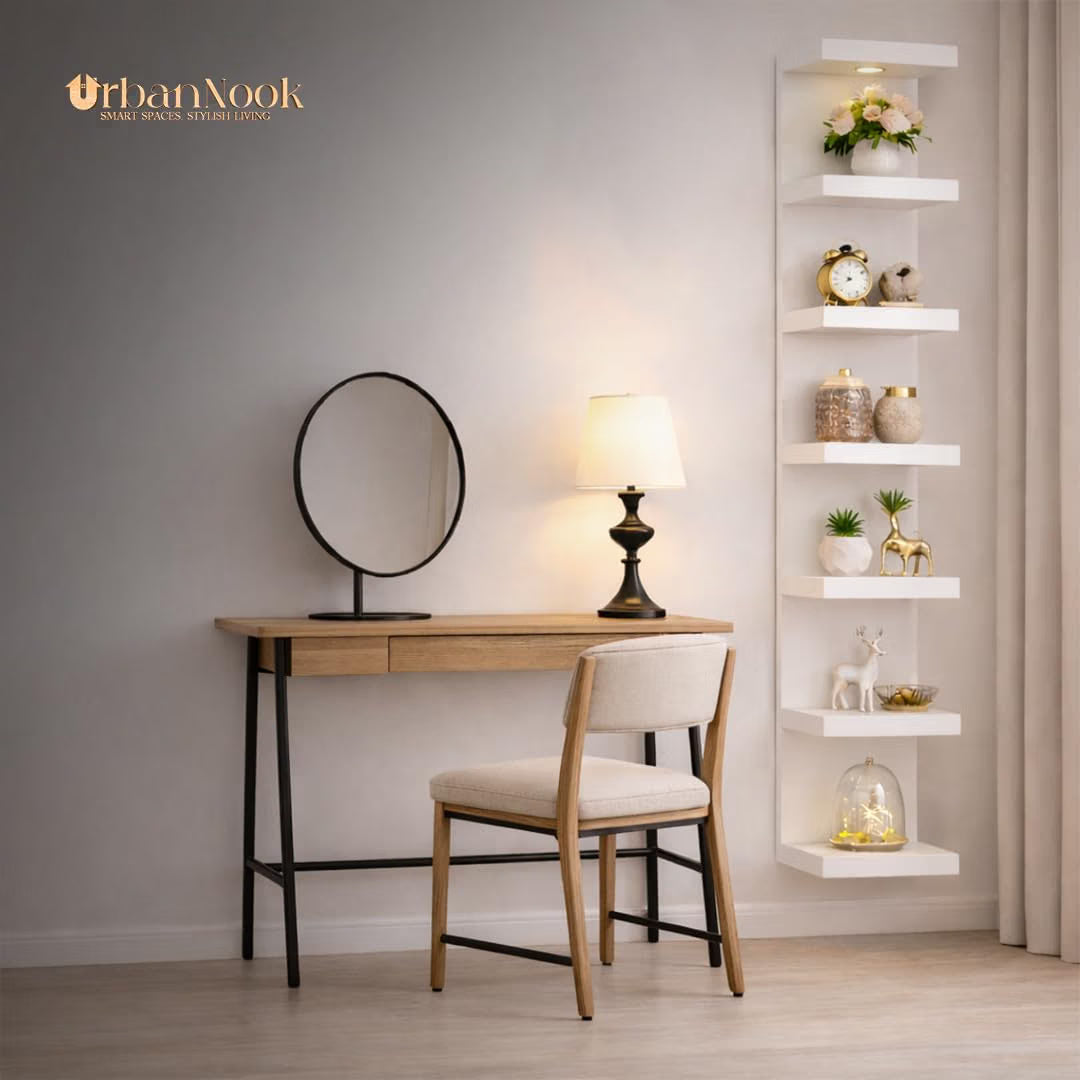 UrbanNook 7-Tier Floating Wall Shelf with LED Lights