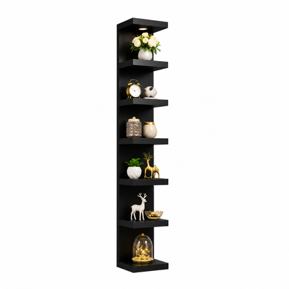 UrbanNook 7-Tier Floating Wall Shelf with LED Lights