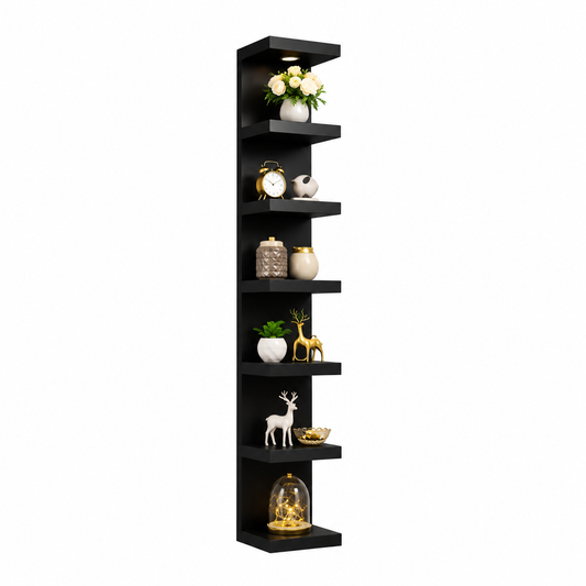 UrbanNook 7-Tier Floating Wall Shelf with LED Lights