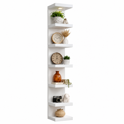 UrbanNook 7-Tier Floating Wall Shelf with LED Lights