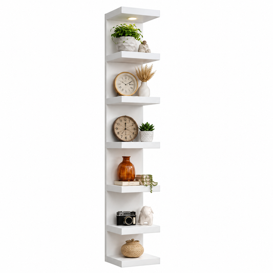 UrbanNook 7-Tier Floating Wall Shelf with LED Lights