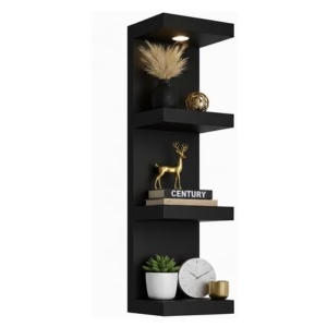 UrbanNook 4 Tier Wall Shelf Unit, with LED Remote Control Light